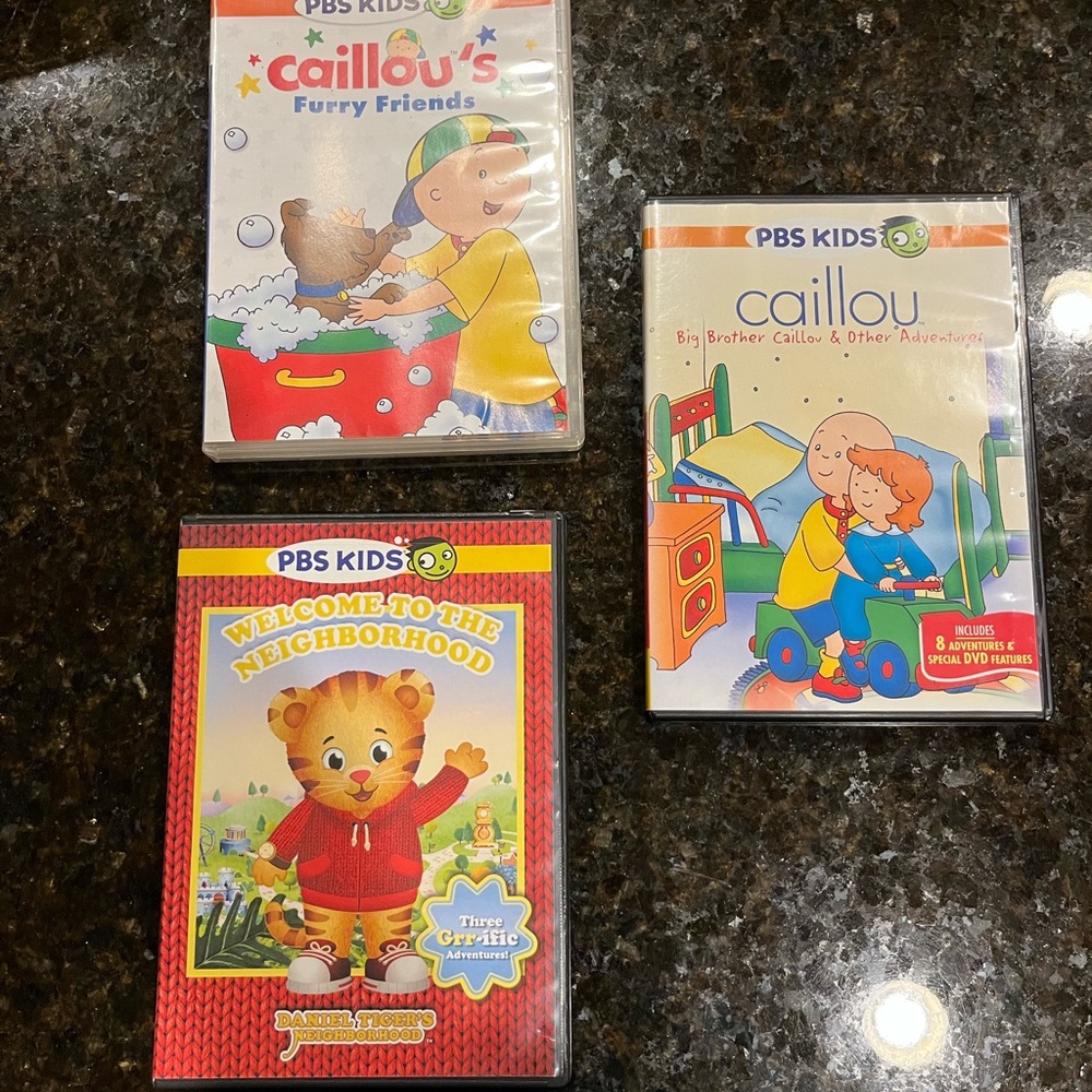 PBS Kids, Caillou, and Daniel Tiger DVDs